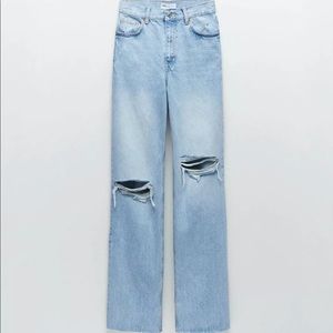 Zara Hi Rise Wide Leg Distressed Jeans SOLD OUT!